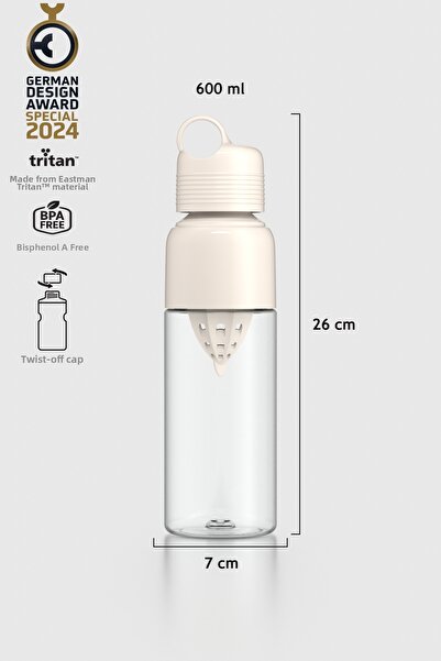 Renga Moon 600 ml Tritan Infuser Detox Bottle 911028 Beige