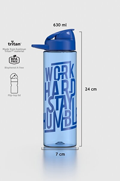 Renga Lidya Work Hard Pattern 630 ml Tritan Water Bottle 912033 Blue