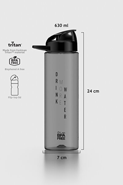 Renga Lidya Text Patterned 630 ml Tritan Flask 912033 Black