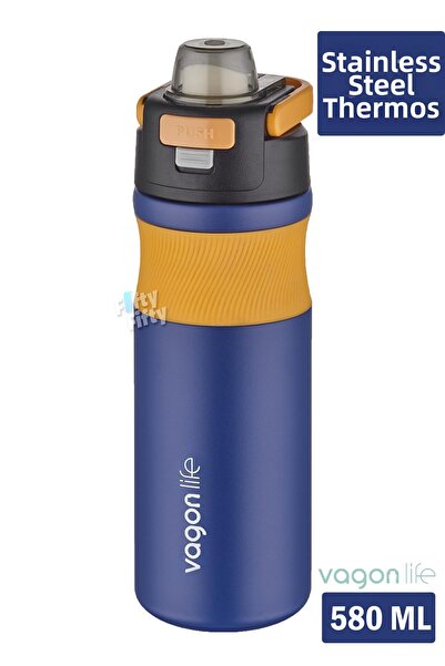 Vagonlife ترمس ستيل سعة 580 مل - مزود بماصة/بدون ماصة، جسم غير قابل للانزلاق،...