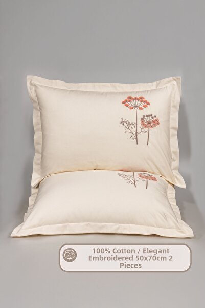 Elart Norella Pillowcase 100% Natural Cotton Embroidered 2 Pieces (50X70 cm) ...