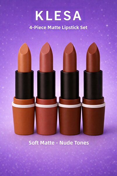 KLESA Set of 4 Matte Lipsticks a – Nude Shades |   Soft Matte Finish |   Eml2...