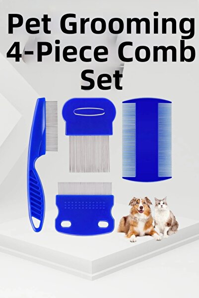 Epilons 4-Piece Flea Comb Set Cat Dog Pet Hair Collector