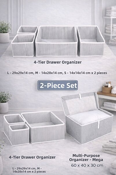 PONÇİK BEBEK 4-Drawer Organizer & Multi-Purpose Clothing Organizer Mega Size Box