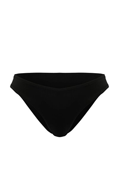 Trendyol Collection Black Regular Waist Brazilian Basic Bikini Bottom Tbess26...