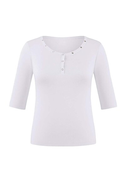 Trendyol Curve Ecru Ribbed Knitted Plus Size Blouse