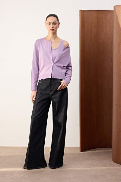 Trendyol Collection Wardrobe Essentials Lilac Basic Rayon Look Cardigan-Blous...