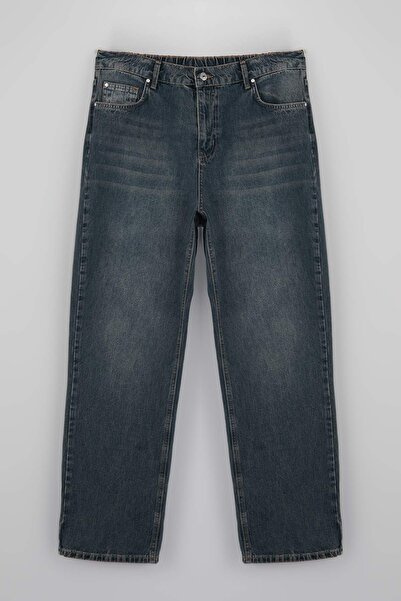 Trendyol Curve Blaue Jeans mit hoher Taille, geradem Schnitt und gerader Pass...