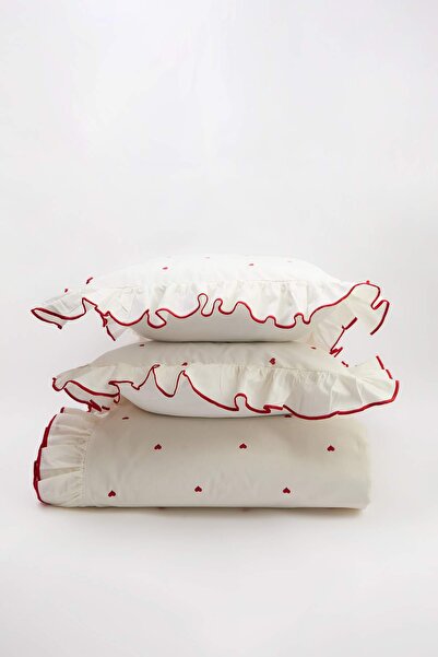 TRENDYOLMİLLA HOME Double Ruffled Heart Printed Bedding Set Tphss26Ckn00001
