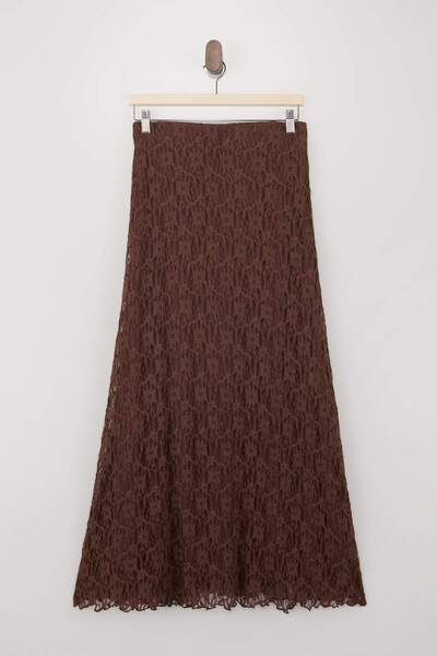 Trendyol Collection Dunkelbrauner A-Linien-/Glockenförmiger Rock mit Gürtel, ...