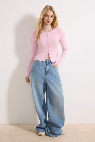 Trendyol Collection Hellrosa Strickbluse TWOAW26BZ00193