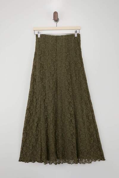 Trendyol Modest Khaki Lined Plain Knitted Hijab Skirt Tctaw26Ee00017