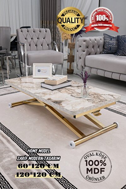 SEHPAM AKILLI Akıllı Sehpa Home Üst Tabla Mdf Alt Mekanizma Gold Kaplama