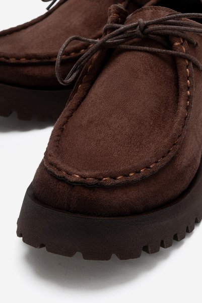 Lizy Shoes Brown Lace Detailed Suede Women's Loafer