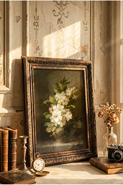 epiqart Beyaz Ormangülü - Vintage Desenli Çerçeve