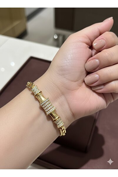 Store Xuping Kadın Gold Renk Zirkon Taşlı Baget Model Bileklik 18 Cm