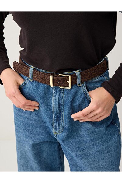 Jimmy Key Brown Leopard Patterned Leather-Look Belt