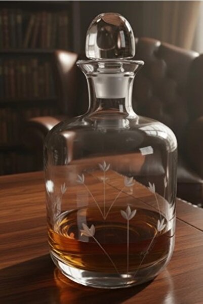 DECOSTYLE Paşabahçe 90115 Lale Dekorlu Cam Şişe – Kapaklı Su & Şerbet Şişesi