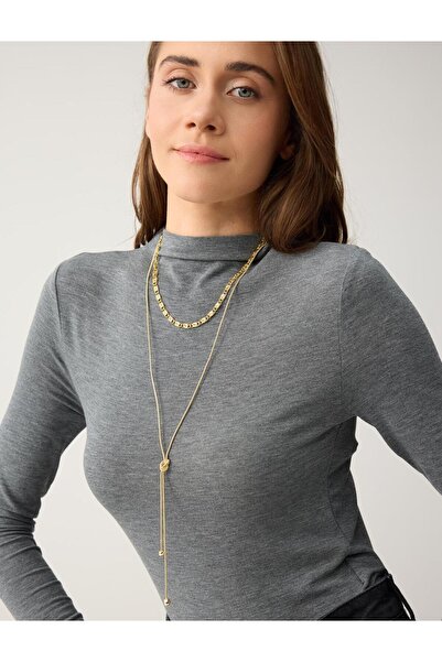 Jimmy Key Altın Rengi Düğüm Figürlü Parlak İkili Kolye