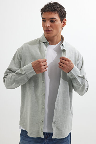 Tudors Erkek Relax Fit Rahat Kalıp Uzun Kollu %100 Pamuk Düğmeli Spor Yaka Gö...