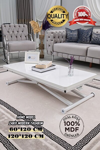 SEHPAM AKILLI Akıllı Sehpa Home Üst Tabla Mdf Beyaz Alt Mekanizma Beyaz Renk