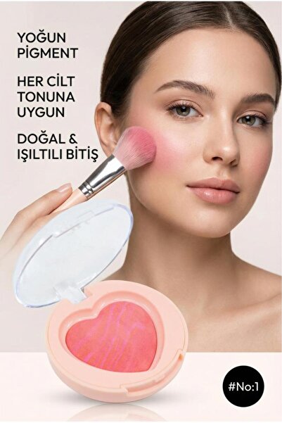 MUJGAN Tekli Kalp Şekilli Yoğun Pigmentli Blusher Allık NO:1