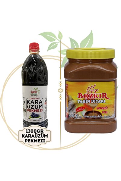 Baştan Yöresel 1300gram Manisa Karaüzüm Pekmezi Ve 1kg Konya Bozkır Tahin (ES...