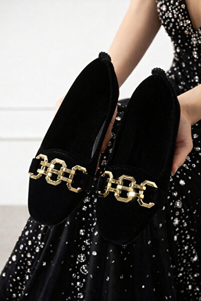 Behtah Kundura Papuci de casă de pluș cu lanț de damă Balerini de acasă Panto...