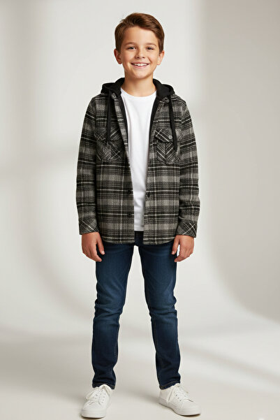Mutlu Kids Mutlu Kapüşonlu Kürk Astarlı Erkek Çocuk Gömlek