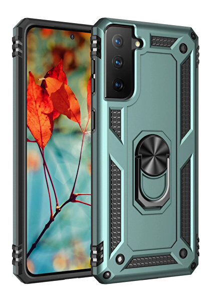 CT STONES غطاء حماية سامسونج جالاكسي S21 من نيو فيس مع حلقة صوفيا - أخضر