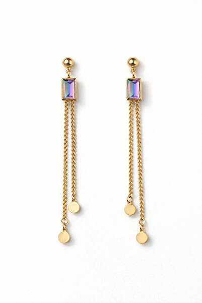 Leo'Stone أقراط نسائية من الفولاذ بتصميم متدلي من سلسلة أوبال باجيت الفاخرة ل...