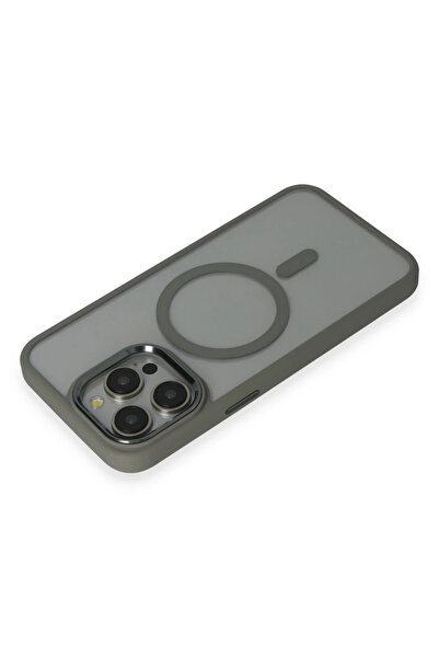 CT STONES نيوفيس حافظة آيفون 15 برو ماكس من السيليكون المغناطيسي - رمادي