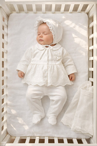 Mert Baby Lora Çiçekli 5'li Organik Hastane Çıkış Seti %100 Pamuk Yenidoğan K...