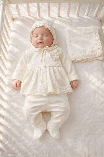 Mert Baby Lora Çiçekli 5'li Organik Hastane Çıkış Seti %100 Pamuk Yenidoğan K...