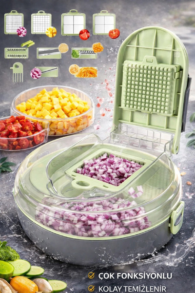 Berdina Home مجموعة مبشرة مطبوعة احترافية - قطاعة الخضار ومكعبات البصل والقطا...