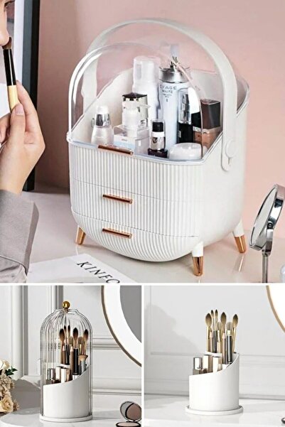Piev House by House Makeup Organizer and Transparent 360 Degree Rotatable Bru...