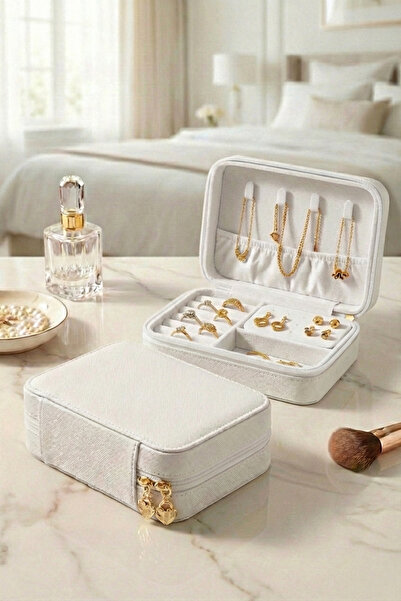 Morlay Luxury Large Size Jewelry Bag with Earring Holder, Velvet Interior Com...