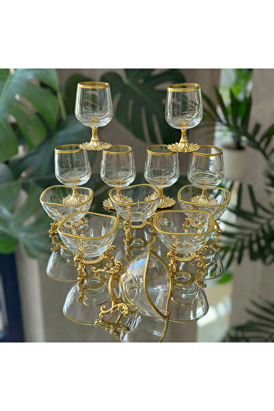 Elta Collection 12 قطعة من أكواب القهوة الذهبية مكونة من 6 أكواب ماء و6 أوعية...