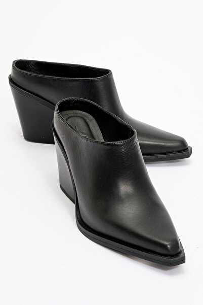 Zeynep Sıradağlı Vendy Kadın Deri Western Terlik Siyah