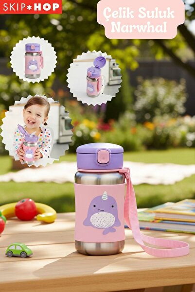 Skip Hop Zoo Pipetli Paslanmaz Çelik Suluk 350 ml Narwhal