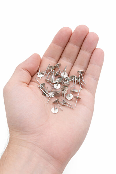 FlowerAksesuar 50 Adet - 6 Mm Küpe Iğnesi, Küpe Çivisi, Küpe Aparatı, Yapıştı...