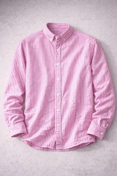 Valiberta قميص كتان مخطط بخط مستقيم - عنابي