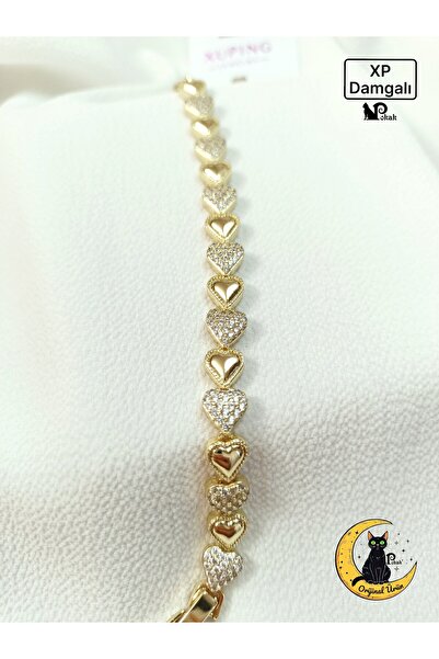 XUPING JEWELRY POKAK 14K Altın Kaplama Mini Kalp Zirkon Zirkon Vip Bileklik -...