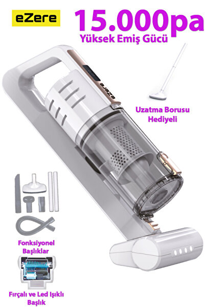 EZERE 15000pa Led Işıkl Motorlu Fırça Kuru Islak Kullanım Kablosuz Güçlü El A...