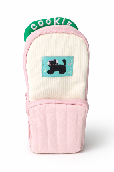 Ecrou Cookie Embroidered Vertical Pencil Case Pink