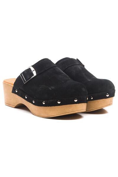 Zeynep Sıradağlı Γυναικεία τσόκαρα από γνήσιο δέρμα Alven, μαύρο σουέντ