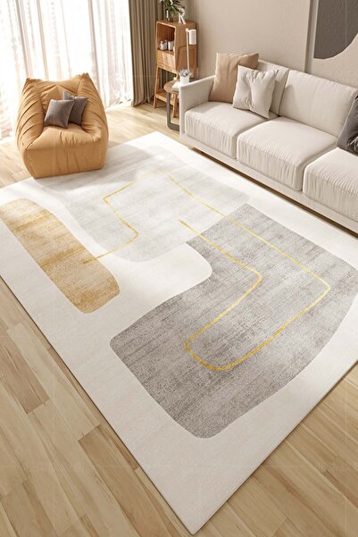 Decomia Home Ψηφιακό αντιολισθητικό χαλί που πλένεται σε γκρι μπεζ χρώμα για ...