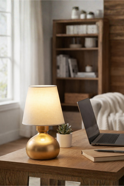 HOMİNG Milano Mini Gold Abajur Kumaş Başlık