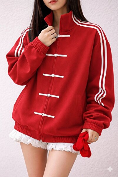 ARS Butik Retro Side Stripe and Tie Button Detail Seasonal Jacket