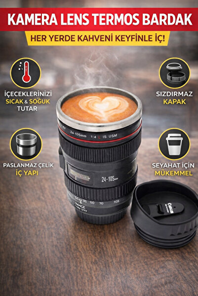 Arfseb Kamera Lens Görünümlü Termos Kupa